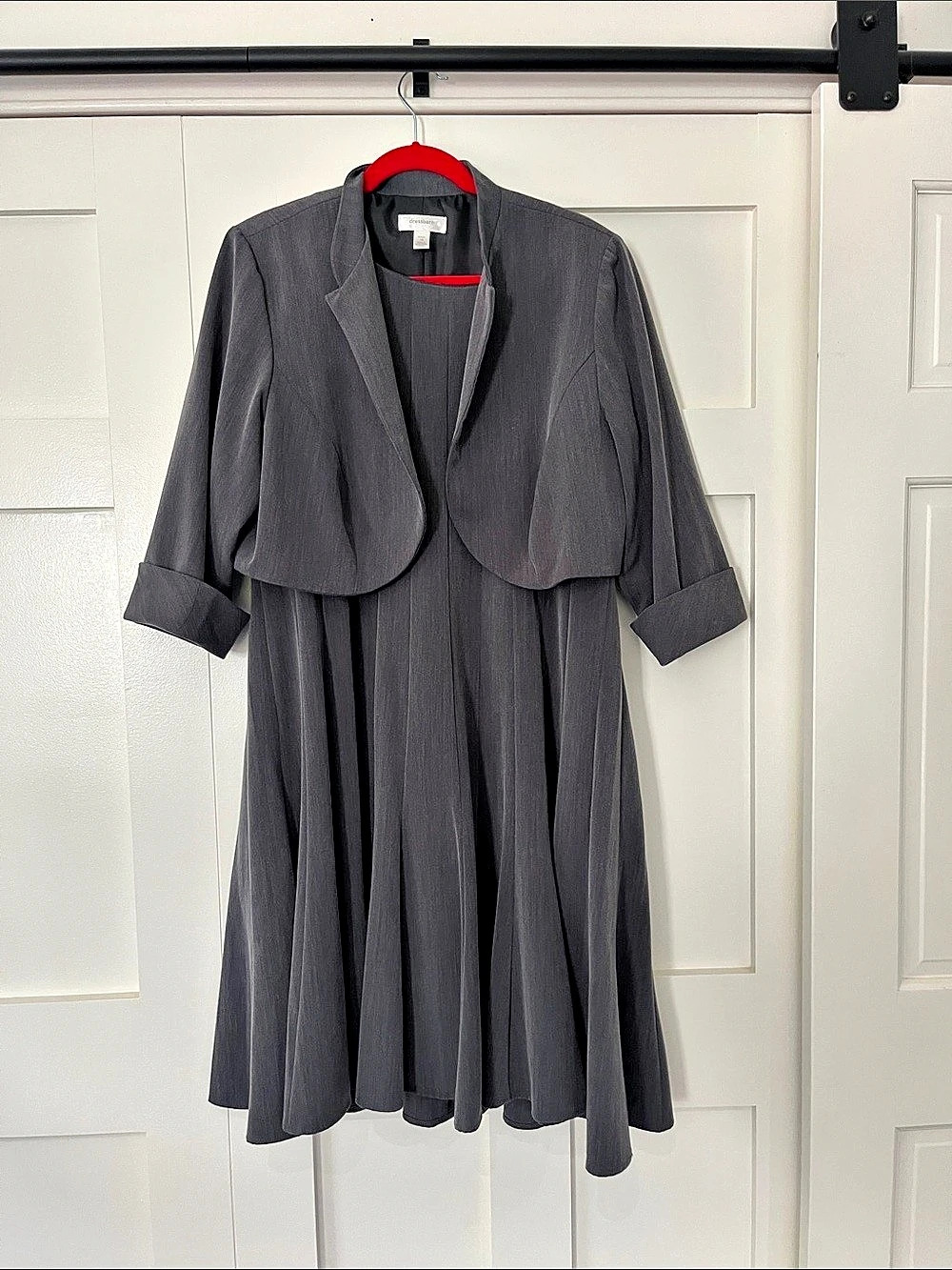 dressbarn Gray Pleated Midi Dress Size 16